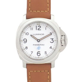 【保証書付】 パネライ ルミノール ベース ロゴ 3デイズ アッチャイオ PAM00775 SS 手巻き 腕時計 2020年8月購入 ホワイト ブラウン メンズ 40802073238 【中古】【アラモード】