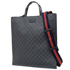 GUCCI(グッチ) GGスプリーム トートバッグ 2WAY ハンドバッグ ショルダー 斜め掛け 肩掛け 縦型 GGスプリームキャンバス ブラック黒 グレー灰 シルバー金具 495559 K5IAN 1095 メンズ 40802076561【中古】【アラモード】