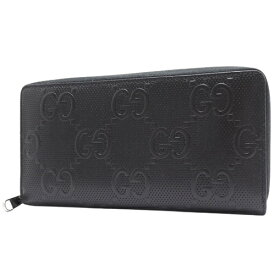 GUCCI(グッチ) GGエンボス ジップアラウンドウォレット 長財布 ラウンドファスナー ロングウォレット GGエンボス レザー ブラック黒 シルバー金具 625558 1W3AN 1000 メンズ 40802083032【中古】【アラモード】