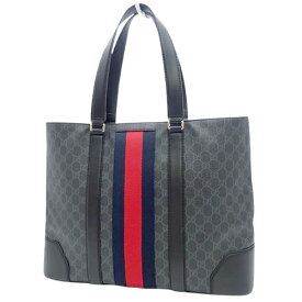 GUCCI(グッチ) GGスプリーム トートバッグ ラージトート ショッピングバッグ ショルダー 肩掛け GGスプリームキャンバス グレー ブラック黒 ネイビー レッド シルバー金具 495560 ユニセックス 40802084297【中古】【アラモード】