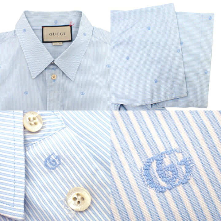 楽天市場】GUCCI(グッチ) ストライプ 半袖シャツ トップス ロゴ刺繍 