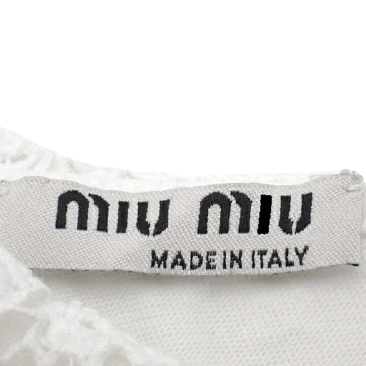 楽天市場】MIUMIU(ミュウミュウ) レース襟付きロゴ Tシャツ トップス 