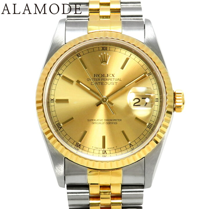 楽天市場】【保証書付】ロレックス 16233 デイトジャスト YG SS W番  