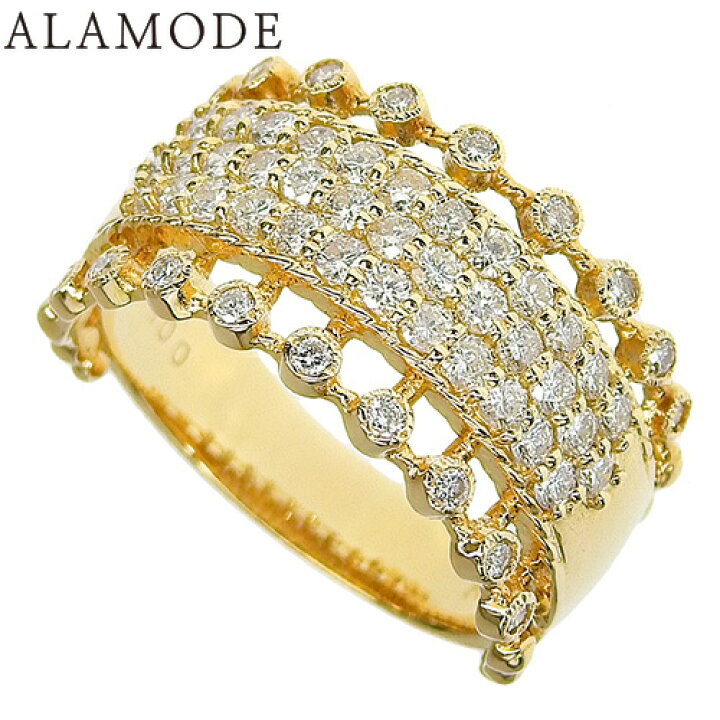 楽天市場】D1.00 パヴェ ダイヤモンド リング K18 イエローゴールド YG  