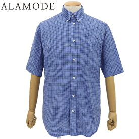 BALENCIAGA(バレンシアガ) バックロゴ チェックシャツ トップス 18年 半袖 アパレル ファッション 38 コットン ブルー青 ホワイト白 556913 メンズ 40802135494【中古】【アラモード】