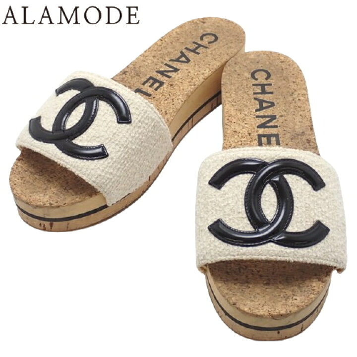 楽天市場】CHANEL(シャネル) ココマーク ツイード コルク サンダル 