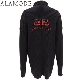 BALENCIAGA(バレンシアガ) バックロゴ タートルネックニット トップス 2019年 アパレル ファッション セーター XS コットン ブラック黒 レッド赤 メンズ 40802147256【中古】【アラモード】