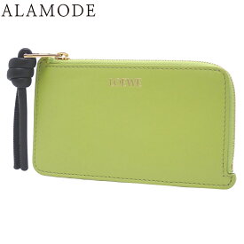 LOEWE(ロエベ) ノット コインカードホルダー カードケース/パスケース コインケース ミニ財布 コンパクトウォレット レザー グリーン緑 ブラック黒 ゴールド金具 レディース 40802149589【中古】【アラモード】