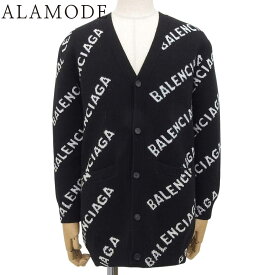 BALENCIAGA(バレンシアガ) ロゴ カーディガン 2021年 トップス 総柄 アパレル ファッション XS ウール ブラック黒 ホワイト白 620984 メンズ 40802160239【中古】【アラモード】
