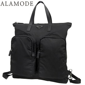 PRADA(プラダ) Re-Nylon 2way ショッピングバッグ トートバッグ デイリー デイパック バックパック リュックサック ナイロン サフィアーノレザー TESSUTO テスート NERO ネロ ブラック黒 シルバー金具 2VG053 メンズ 40802161694【中古】【アラモード】