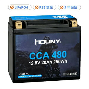 YTX20L-BS/ETX20L �݊� �o�C�N�o�b�e���[ LiFePO4 �����_�S���`�E�� BMS ���� 12.8V 20Ah CCA480 PSE �F�؎擾�� �������E�y�� ���^�����e�i���X�t���[ ���{��戵�������t