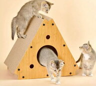 三角デザインの猫爪とぎハウス ほこりが出ない スタイリッシュ 猫ベッド キャットタワー 一体型 省スペー…