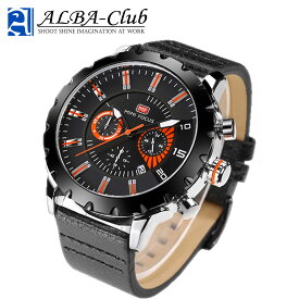 腕時計 メンズ MINI FOCUS クロノグラフ 革バンド クォーツ オレンジ WA-004 アルバクラブ(ALBA Club)