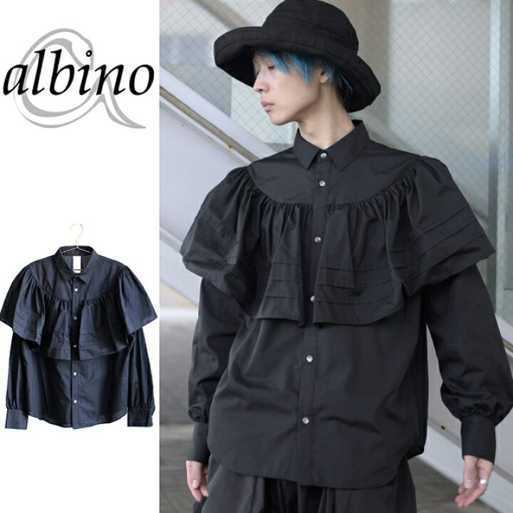 楽天市場】【albino】ラッフルカラー風プリーツフリル付きドレスシャツ 