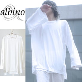 【albino】幅広ボディ×スリーブスモック型チュニックオーバーサイズ トレーナー メンズ ビッグ tシャツ ワンピース モード系 白 ホワイト 日本製 国産 個性的 オリジナル ブランド ユニセックス レディース 中性的