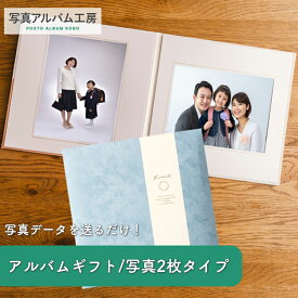 【全品5％OFF×ポイント2倍 23日20時から】写真台紙 6切 2面 【スエード・ブルー】 写真プリント付 六つ切り 2面見開き 仕上げ 記念写真 お宮参り 成人式 七五三 結婚式 お祝い 内祝い プレゼント ギフト オリジナル おしゃれ　ZD26