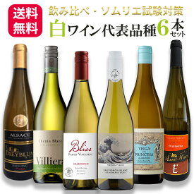 白ワイン飲み比べ／ソムリエ・ワインエキスパート試験対策白ワイン代表品種6本セットゲヴュルツトラミネール　シュナンブラン　シャルドネ 　ソーヴィニヨンブラン　アルバリーニョ　リースリング