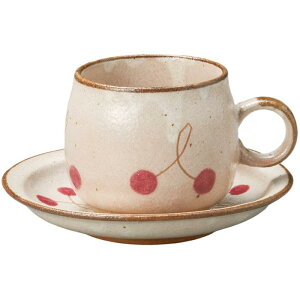 コーヒーカップ コーヒー碗皿 さくらんぼ 丸型 赤 カップ&ソーサー 磁器 美濃焼 日本製 喫茶店 カフェ レストラン 食器 食洗機可 電子レンジ可 セット おしゃれ かわいい シンプル 業務用