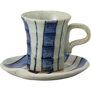 コーヒーカップ コーヒー碗皿 藍太十草 土物 カップ&ソーサー 陶器 美濃焼 日本製 喫茶店 カフェ レストラン 食器 食洗機可 電子レンジ可 セット おしゃれ かわいい シンプル 業務用