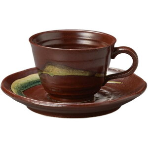 5客コーヒーセット 渦紋赤 コーヒー碗皿 カップ＆ソーサー 磁器 美濃焼