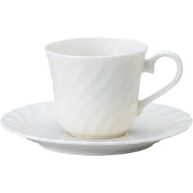コーヒーカップ コーヒー碗皿 N．S．ウェーブ カップ＆ソーサー 磁器 美濃焼 日本製 喫茶店 カフェ レストラン 食器 食洗機可 電子レンジ可 セット おしゃれ かわいい シンプル 白 ホワイト 業務用