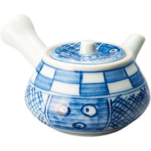 急須 ポット 市松格子 手描 急須 茶器 日本製 陶器 おしゃれ かわいい 食洗機対応 カフェ 来客用 業務用 お茶