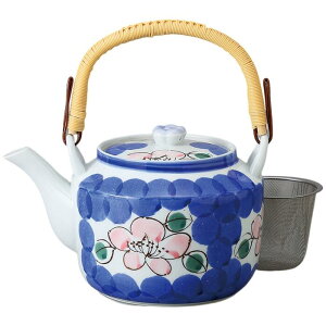 土瓶 新山茶花 8号 (網カゴ付) 美濃焼 日本製 どびん 陶器 陶磁器 食洗機対応 おしゃれ かわいい 急須 来客 オフィス 業務用 宴会 会議 法事