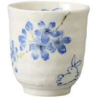 湯呑 ゆのみ 花うさぎ青 陶器 美濃焼 日本製 食洗機対応 電子レンジ対応 食器 和食器 業務用 来客用 お茶…