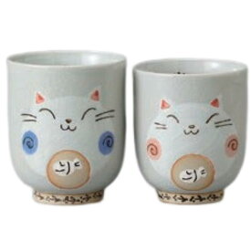 ペア湯呑 夫婦湯呑 湯呑 しっぽねこ湯呑大・しっぽねこ湯呑小 陶器 美濃焼 日本製 食洗機対応 電子レンジ対応 食器 和食器 業務用 来客用 お茶 煎茶 おしゃれ かわいい