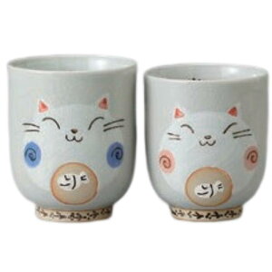 ペア湯呑 夫婦湯呑 湯呑 しっぽねこ湯呑大・しっぽねこ湯呑小 陶器 美濃焼 日本製 食洗機対応 電子レンジ対応 食器 和食器 業務用 来客用 お茶 煎茶 おしゃれ かわいい