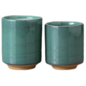 ペア湯呑 夫婦湯呑 湯呑 グリーン厚口中湯呑・グリーン厚口湯呑 陶器 美濃焼 日本製 食洗機対応 電子レンジ対応 食器 和食器 業務用 来客用 お茶 煎茶 おしゃれ かわいい
