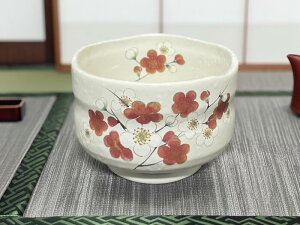 茶道具 抹茶碗 美濃焼 粉引梅野点抹茶碗 日本製 陶器 国産 抹茶椀 茶道具 器 和食器 うつわ お抹茶 抹茶 まっちゃ 茶器 茶道 お茶会 お洒落 かわいい お家カフェ ギフト 抹茶湯呑 抹茶茶碗 贈