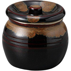 天目金流し3号 蓋付き 卓上 梅干し入れ 漬物入れ 味噌入れ 薬味入れ タレ入れ 調味料入れ 梅干し壺 味噌壺 漬物壺 タレ壺 陶器 瓶 美濃焼