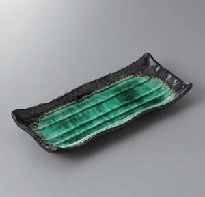 長皿 長角皿 プレート 深海グリーンさんま皿 焼魚 焼き魚 魚皿 長い皿 さんま皿 サンマ皿 おしゃれ 日本製 美濃焼 食洗機対応 電子レンジ対応