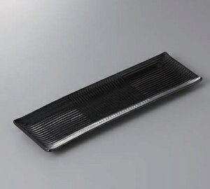 長皿 長角皿 プレート 櫛目格子黒釉サンマ皿 焼魚 焼き魚 魚皿 長い皿 さんま皿 サンマ皿 おしゃれ 日本製 美濃焼 食洗機対応 電子レンジ対応