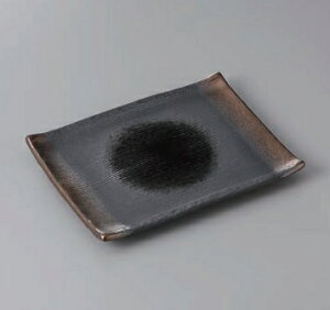 長角皿 焼物皿 黒吹金彩手造り6号 焼物皿 皿 プレート 焼き物皿 角皿 魚皿 焼き魚 長い皿 四角皿 おしゃれ 日本製 萬古焼 食洗機対応 電子レンジ対応