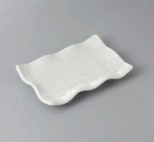 長角皿 焼物皿 波型粉引斑点 焼物皿 皿 プレート 焼き物皿 角皿 魚皿 焼き魚 長い皿 四角皿 おしゃれ 日本製 美濃焼 食洗機対応 電子レンジ対応