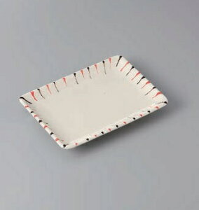 長角皿 焼物皿 二色十草(赤)6.0 焼物皿 皿 プレート 焼き物皿 角皿 魚皿 焼き魚 長い皿 四角皿 おしゃれ 日本製 美濃焼 食洗機対応 電子レンジ対応