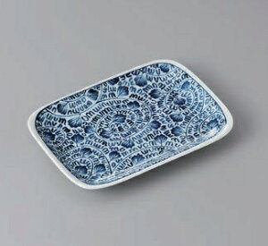 長角皿 焼物皿 みじん唐草 長角皿 焼物皿 皿 プレート 焼き物皿 角皿 魚皿 焼き魚 長い皿 四角皿 おしゃれ 日本製 美濃焼 食洗機対応 電子レンジ対応