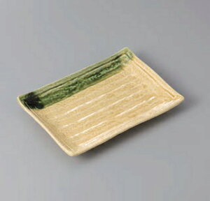 長角皿 焼物皿 黄瀬戸織部6.0 焼物皿 皿 プレート 焼き物皿 角皿 魚皿 焼き魚 長い皿 四角皿 おしゃれ 日本製 美濃焼 食洗機対応 電子レンジ対応