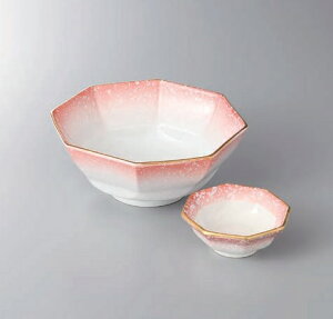 刺身皿 刺身鉢 ピンク吹八角刺身鉢 千代口 セット 強化磁器 和食器 さしみ お造り 料亭 中鉢 刺身 業務用 小料理屋 会席料理 向付 食堂 陶器 日本製 美濃焼