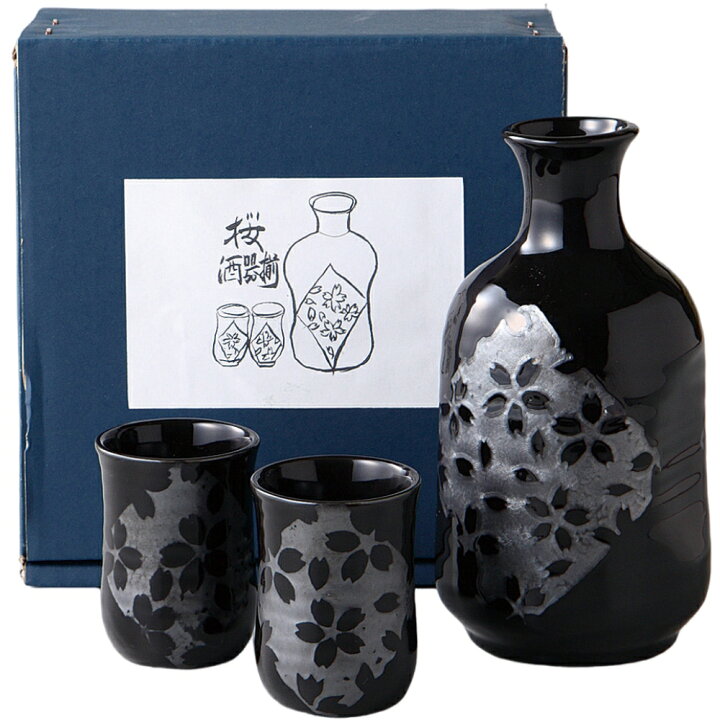 酒器セット 徳利 とっくり おちょこ セット 銀彩桜 酒器揃 陶器 美濃焼 日本製 お猪口 プレゼント 酒器 日本酒 ギフト グラス 酒 器 冷酒 熱燗 ぐい呑み 陶器 盃 サカズキ 父の日 誕生日 贈り物 内祝い 記念日 おしゃれ かわいい