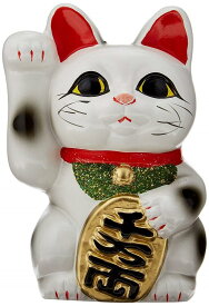 招き猫 まねきねこ 常滑焼 招福 開運 昇運 福招きの白 小判猫 8号 お金を招く右手 貯金箱 箱入り 日本製 送料無料