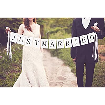 : WEDDINGLAND ウエディングランド ショップ ガーランド JUST MARRIED リボン パーティー 2.3 結婚式 高級な ウェディング 装飾 フォトアイテム 小物