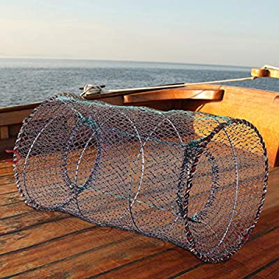 LIOOBO 漁具 魚捕り網 魚網 お魚キラー 折り畳み式 かご かご ウナギ アナゴ タコ エビ カニ 小魚 などを一網打尽 直径25CM |  ALENSTORE