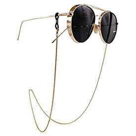 Kalevel 眼鏡 ストラップ ネックレス チェーン ステンレス グラスコード 男女兼用 (ゴールド)