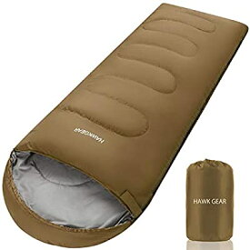[HAWK GEAR(ホークギア)] 丸洗いできる寝袋 マミー型 シュラフ -15度耐寒 簡易防水 オールシーズン (コヨーテ（軽量タイプ）)