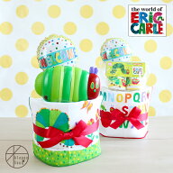 出産祝い おむつケーキ はらぺこあおむし1段 送料無料 名入れ刺繍可能 ガーゼハンカチ タオル プープー …