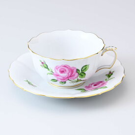 エントリー最大19倍！マイセン ピンクローズ ピンクの薔薇 ティーカップ＆ソーサー 150cc Meissen 020110-00633-1｜ 食器 磁器 高級 【スペシャルラッピング660円(別売り)】