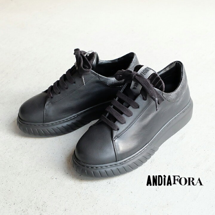 楽天市場】ANDiA FORA(アンディアフォラ) 厚底 黒 スニーカー 本革  